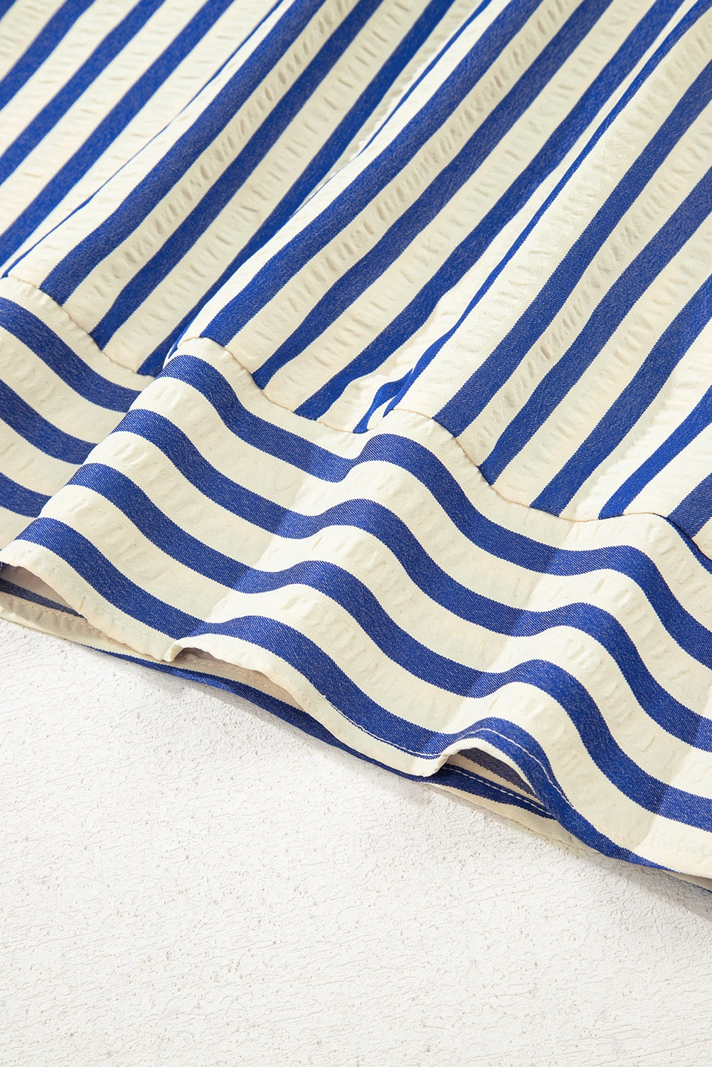Blue & Ivory Striped Collared Mini Dress for Women | Chic Long Sleeve Boutique Shirt Dress