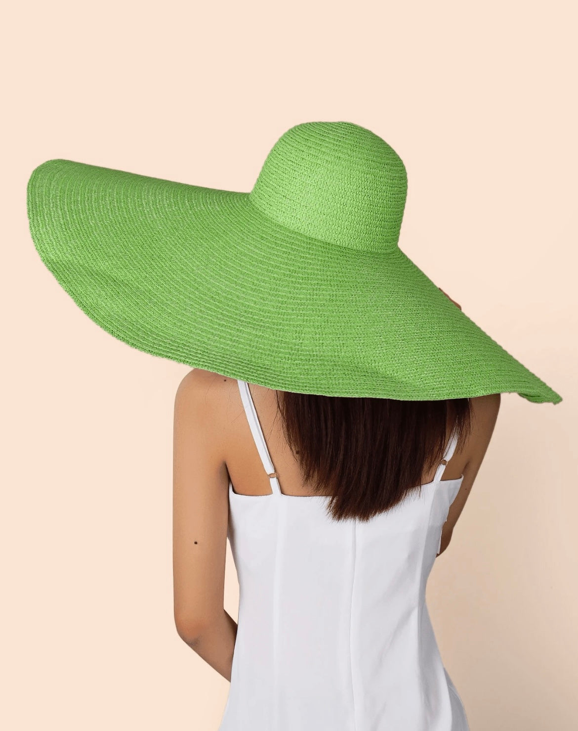 Oversized Straw Hat - Green