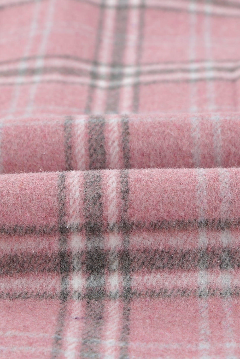 Plaid Pattern Button Shacket - Pink