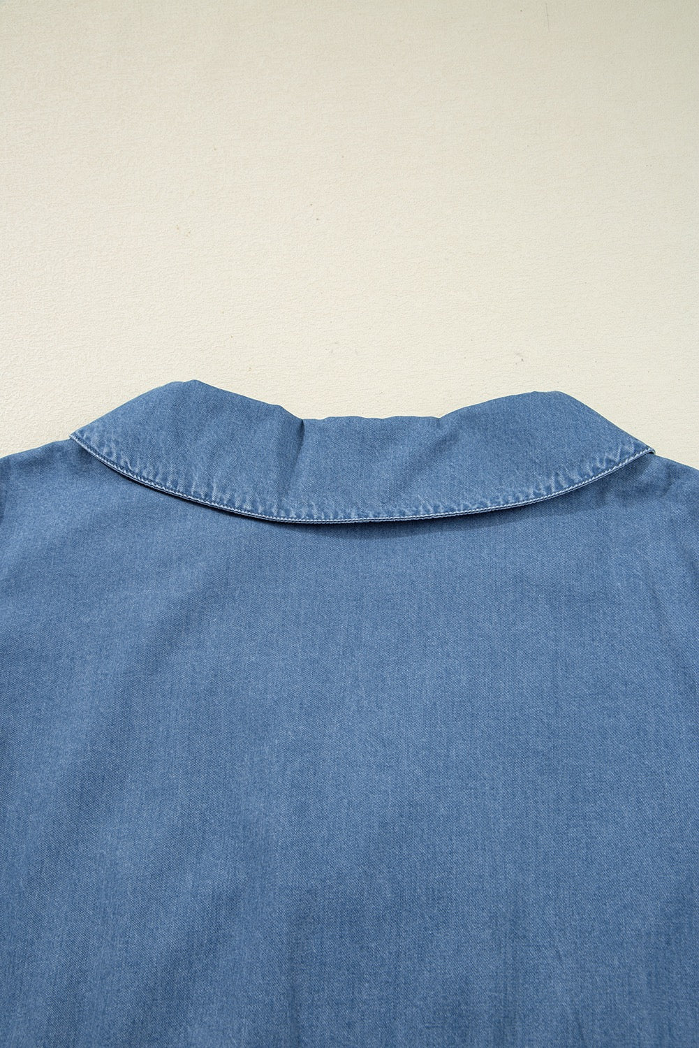 Women’s Chambray Tie-Front Peplum Blouse – Long Sleeve Denim-Top