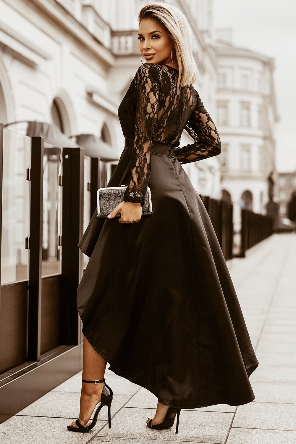 Gala Girl High-Low  Dress - Black