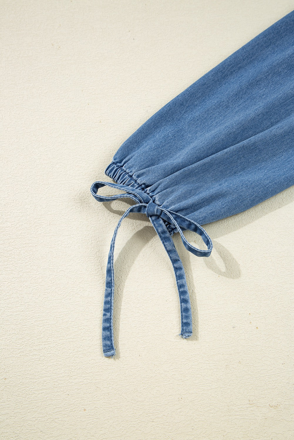 Women’s Chambray Tie-Front Peplum Blouse – Long Sleeve Denim-Top