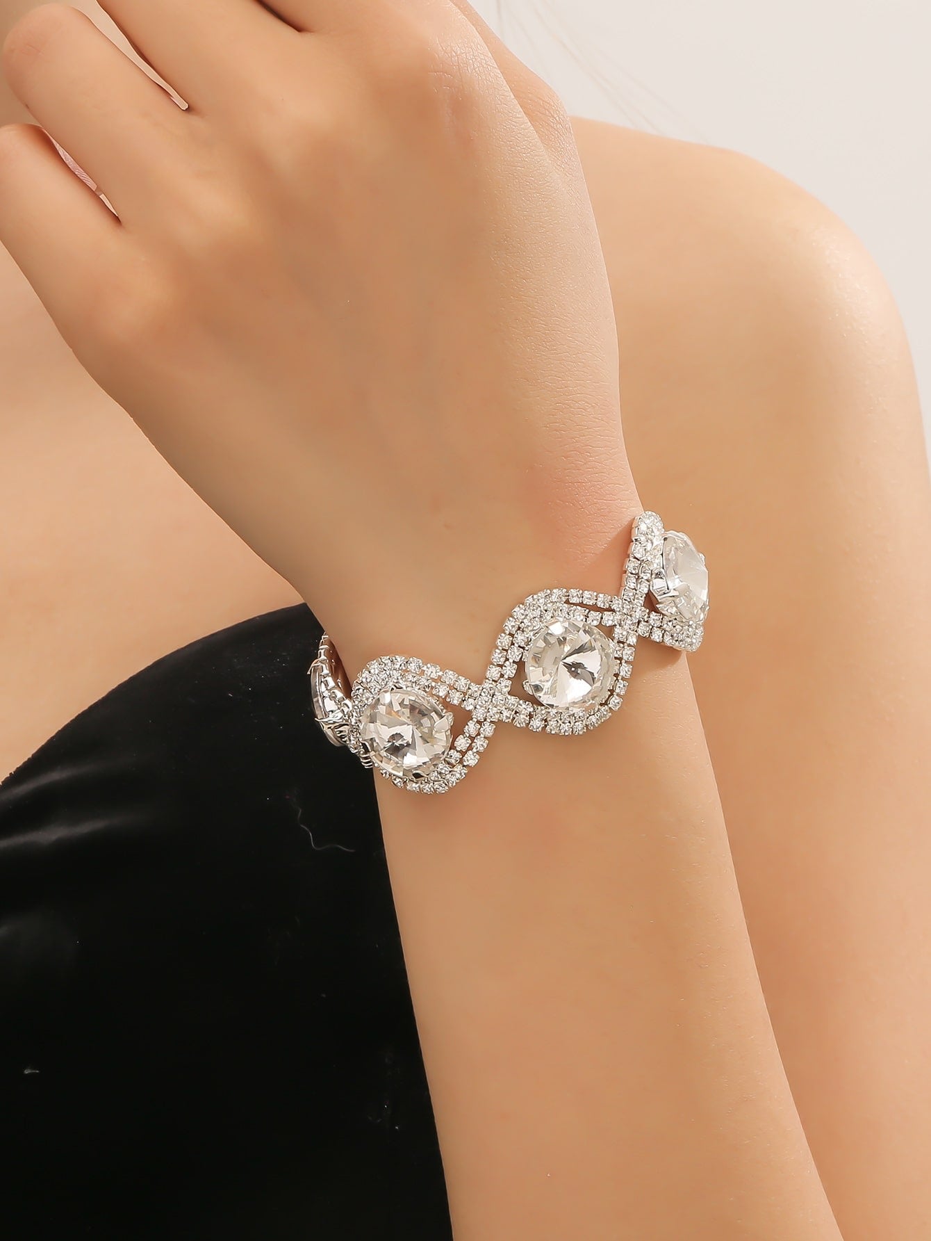 Rhinestone Encrusted Bracelet- White