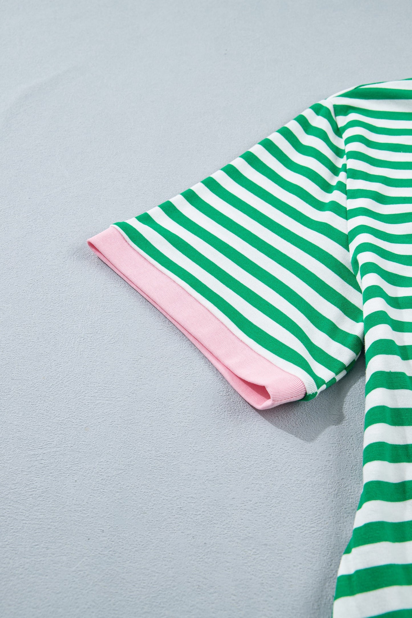 Green & White Striped Side Tie T-Shirt Dress for Women | Casual Summer Dress with Pink Trim