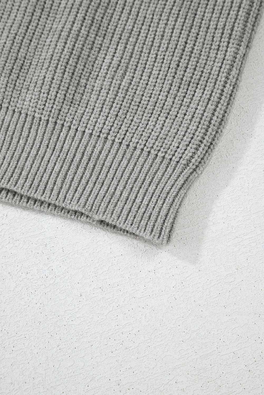 Bow-Front Knit Sweater | Soft Ribbed Long Sleeve -Gray