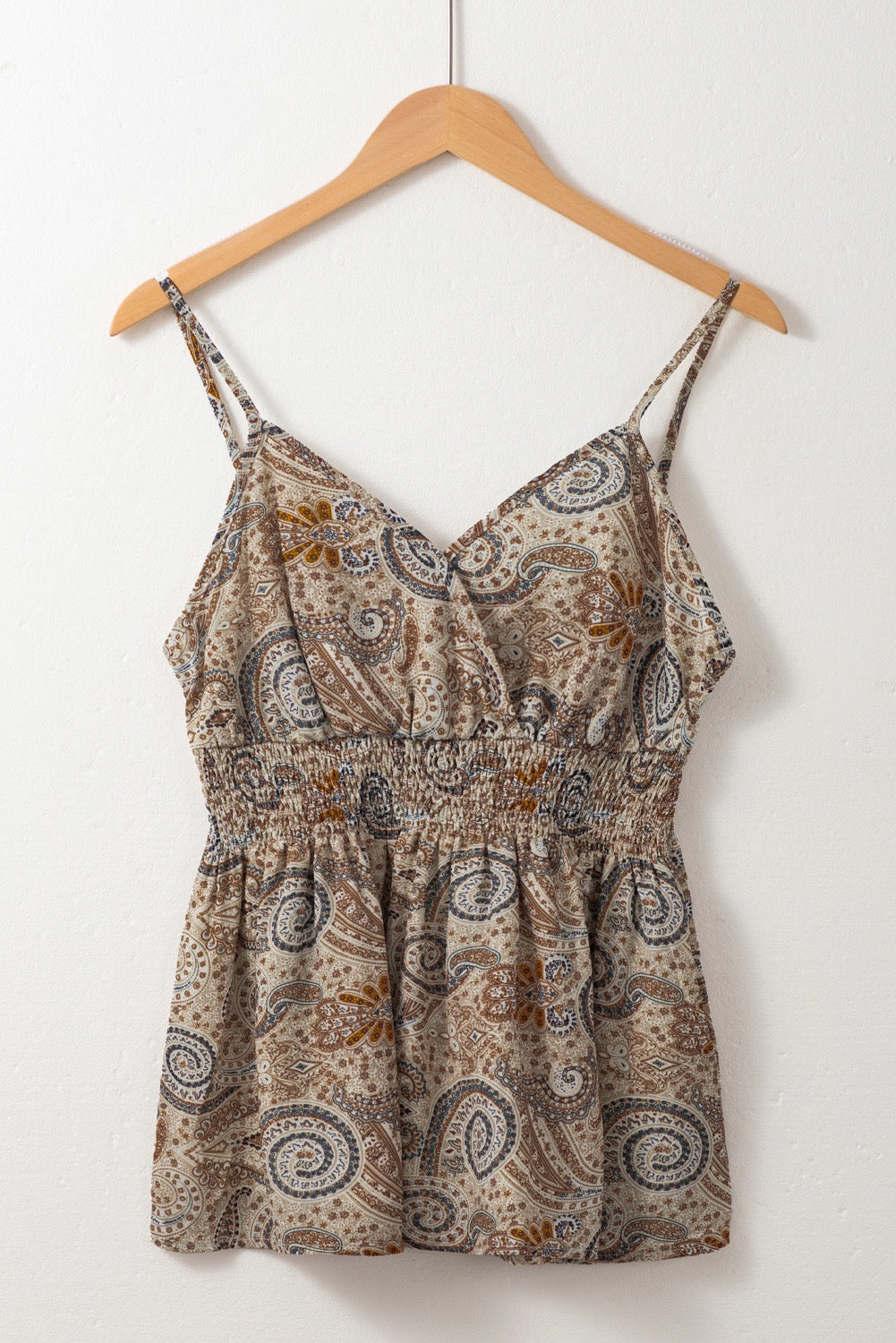 Boho Paisley Smocked Babydoll Cami Top