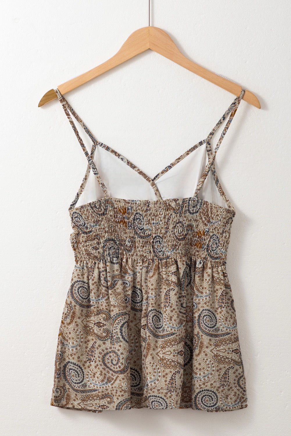 Boho Paisley Smocked Babydoll Cami Top