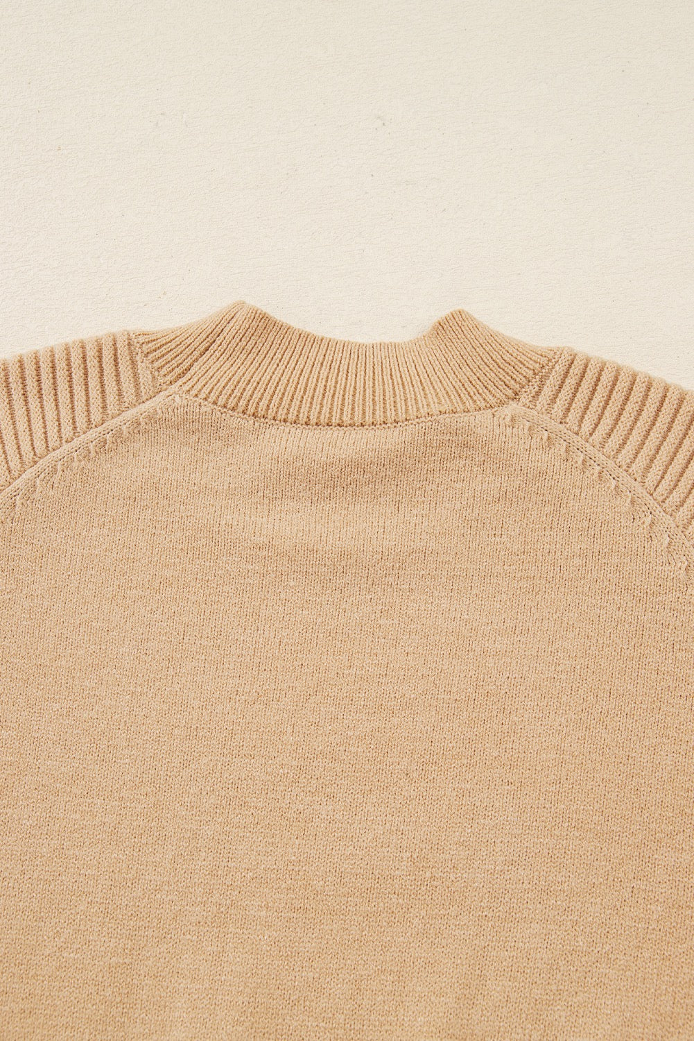 Golden Ease Two-Piece Ribbed Knit Sweater Skirt Set - Beige