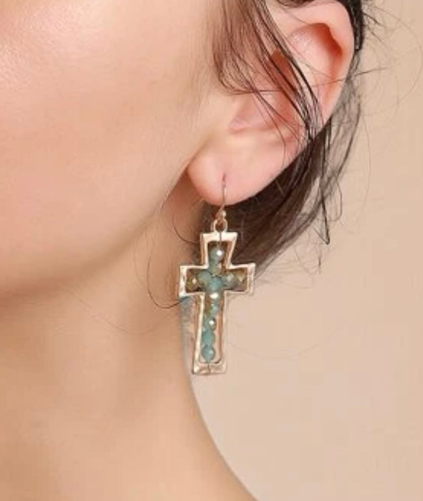 Turquoise Cross Earrings