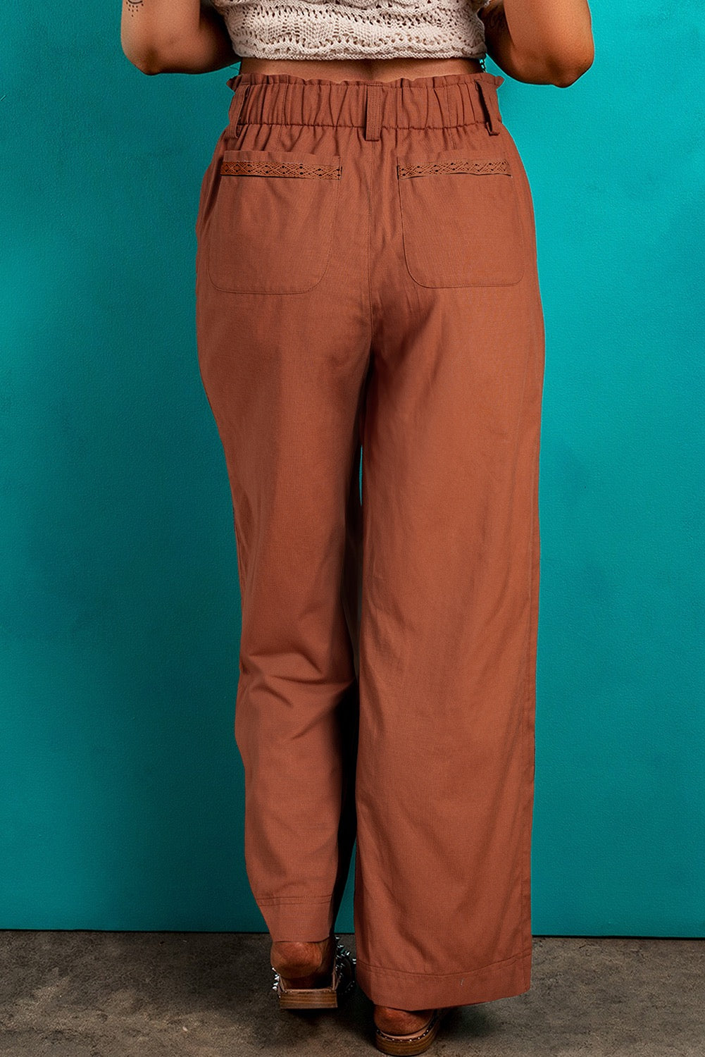 Elastic Waist Pants- Red Dehlia