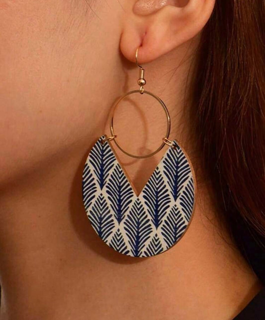 Leaf Print Statement Earrings – Lightweight Boho Drop Earrings for Everyday Style