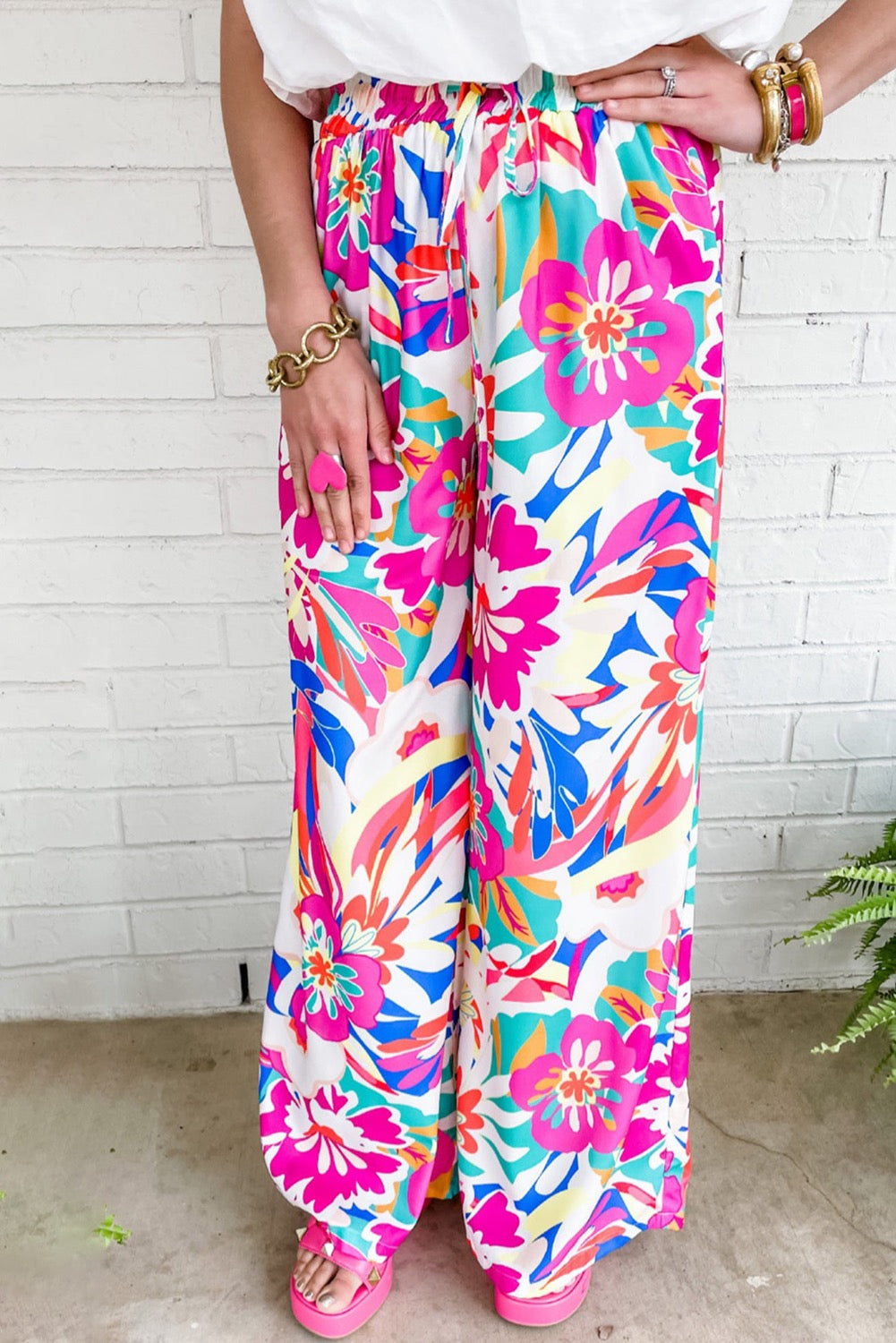 Tropical Wide Leg Pants