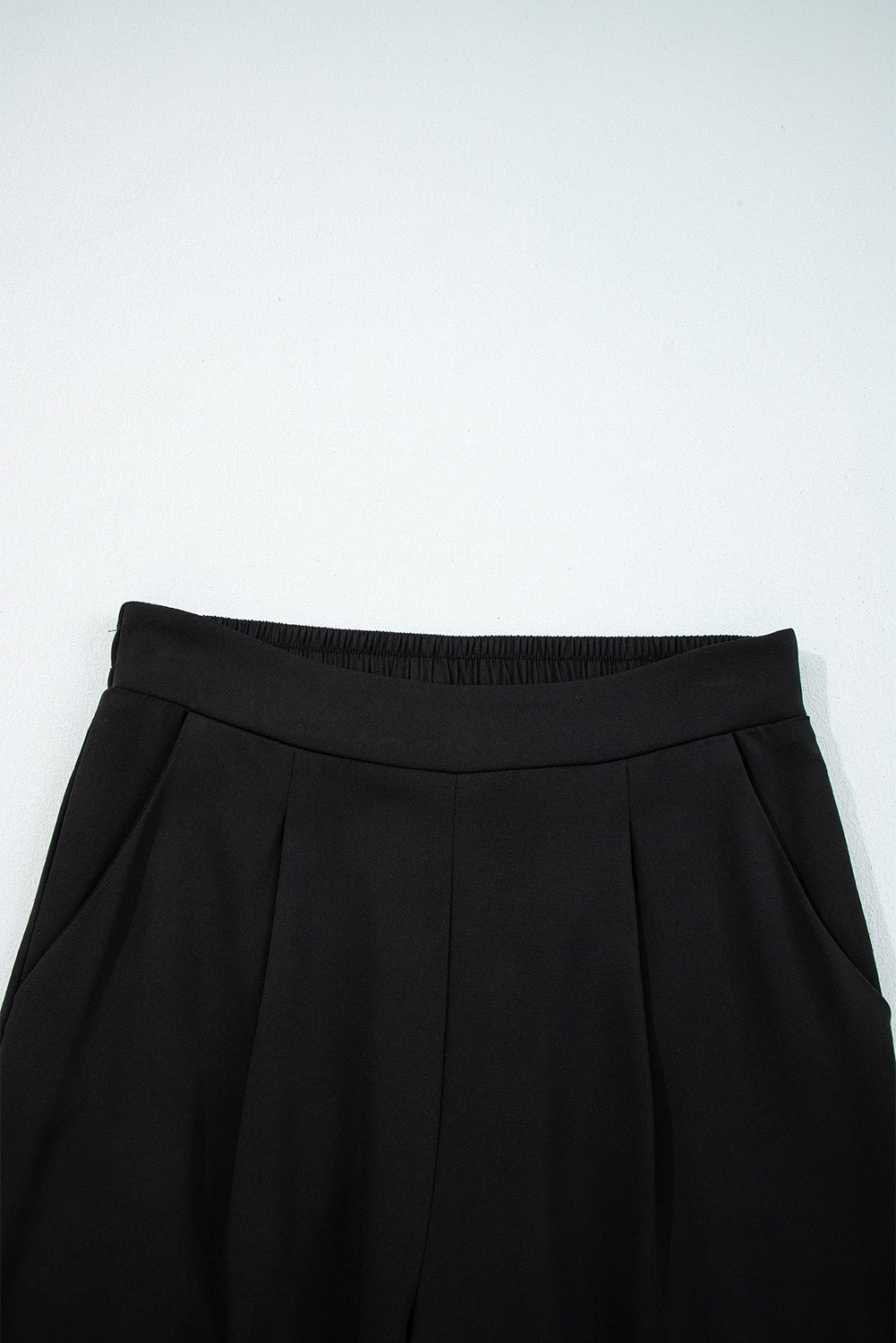 High-Waist Black Wide-Leg Pants with Pockets Black
