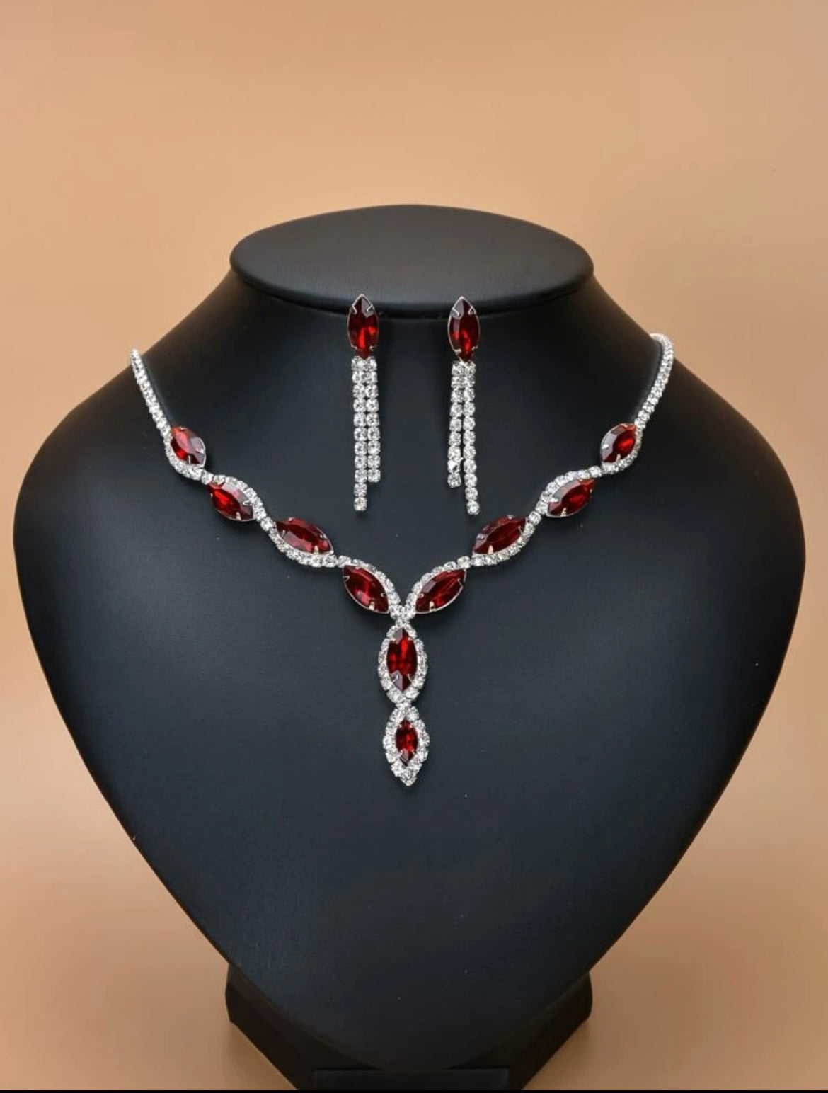 Ruby Inspired Rhinestone Necklace