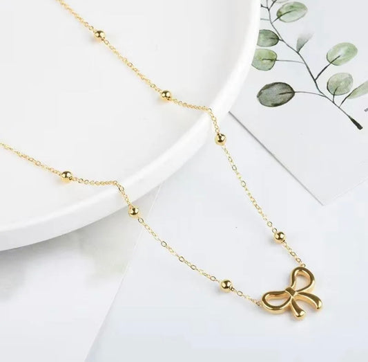Bow Necklace -Gold