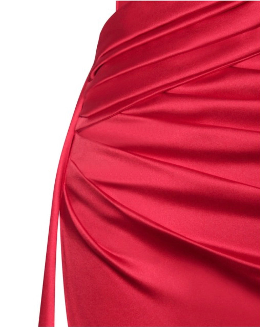 Red Satin Crystalized Strapless Formal Gown with High Slit Elegant Women’s Evening Dress