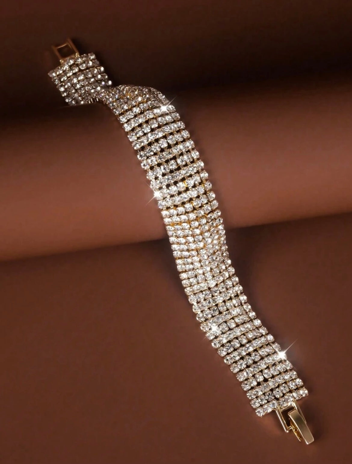 Classy Rhinestone Studded Bracelet -Gold