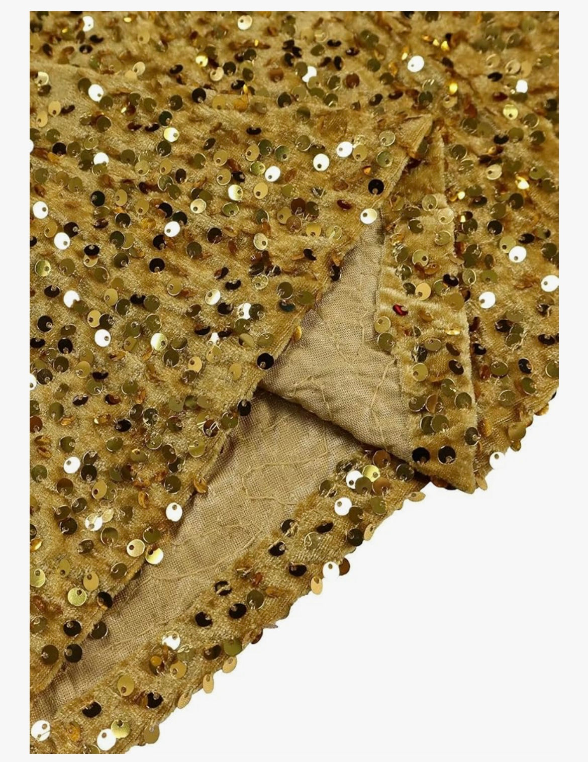 Golden Sequin Midi Dress – Long Sleeve Fit & Flare Statement Dress