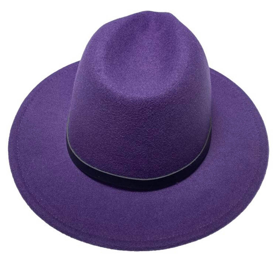Leather Band Fedora Hat -Purple