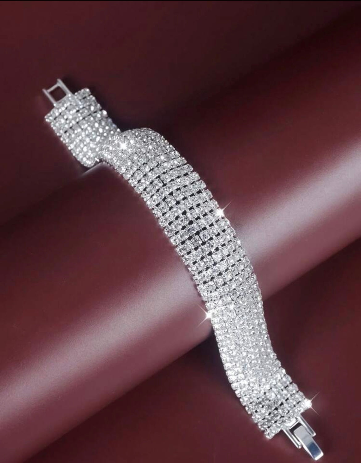 Classy Rhinestone Studded Bracelet - Silver