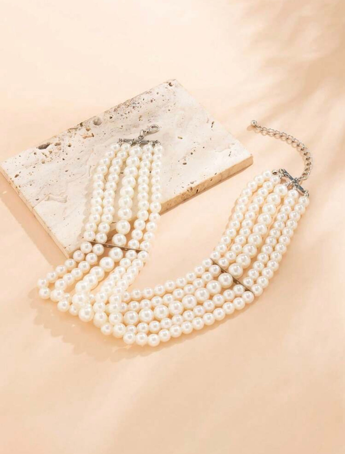 Multi Strand Pearl Choker - White