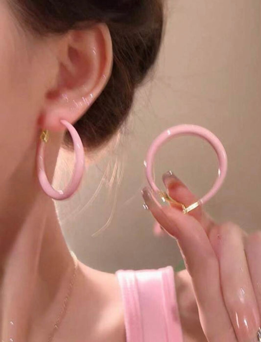 Enamel Hoop Earring Pink