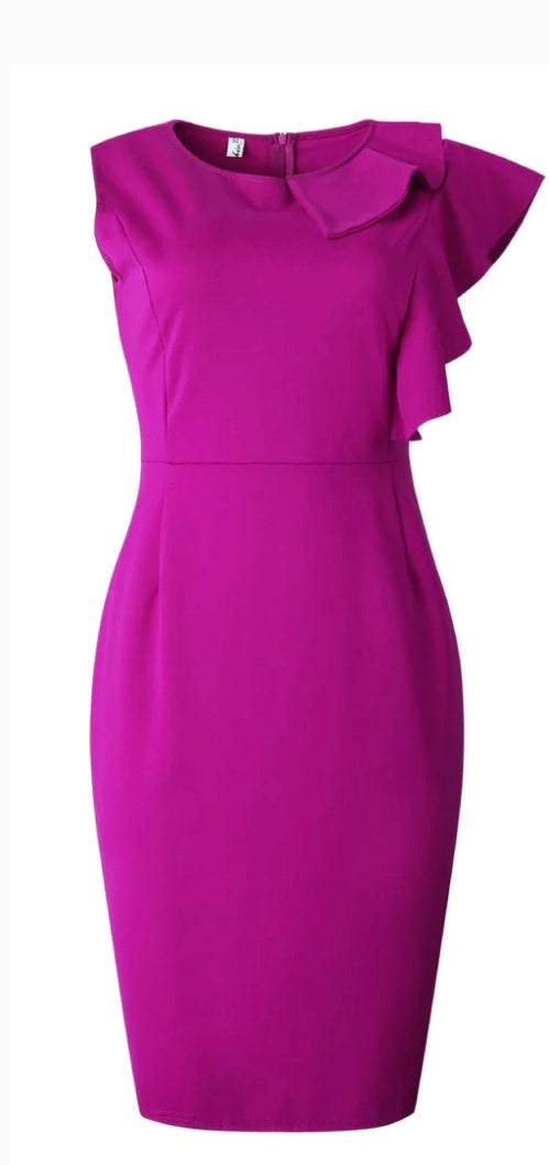 Ruffle Sleeve Dress - Purple