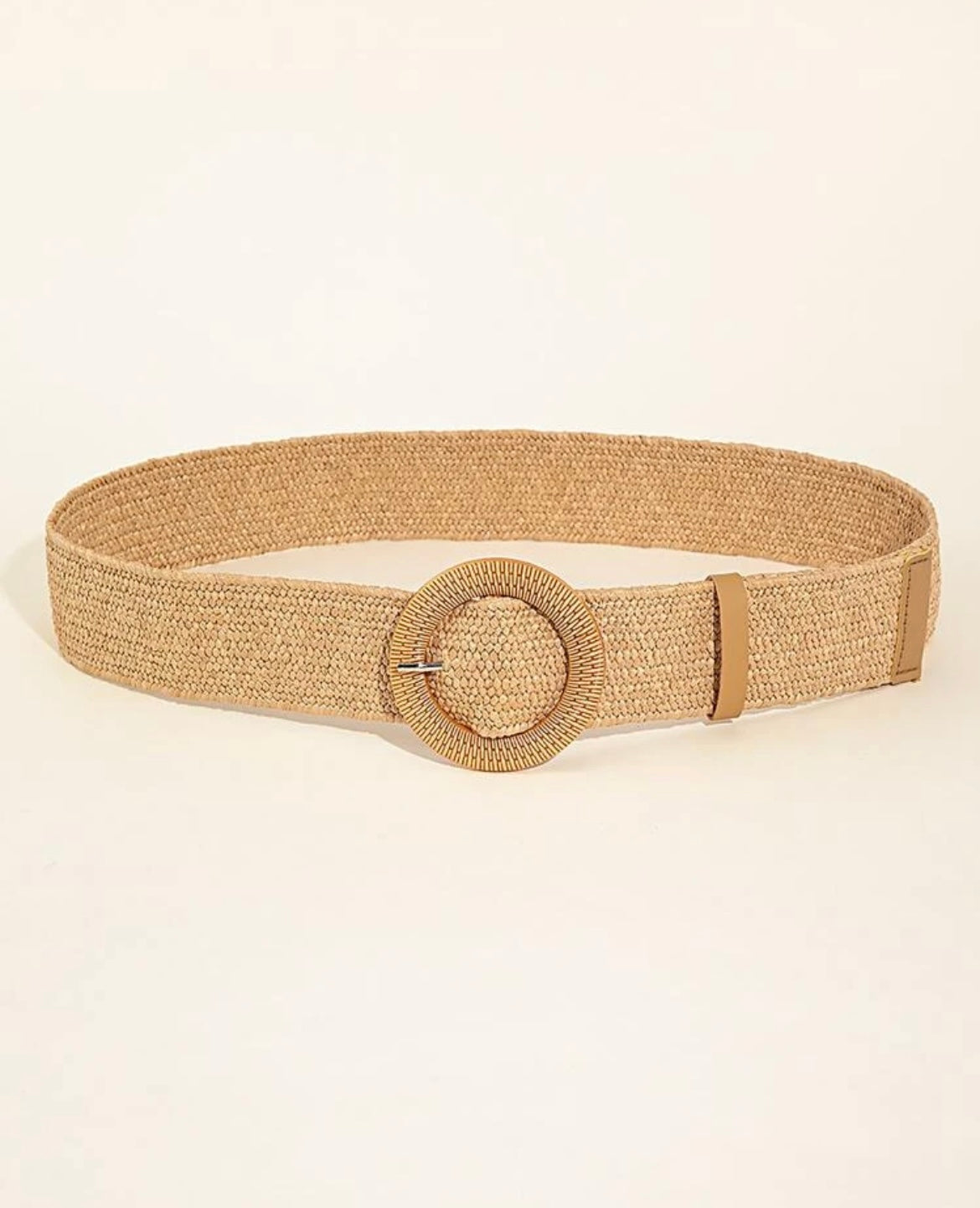 Straw Weave Belt - Khaki