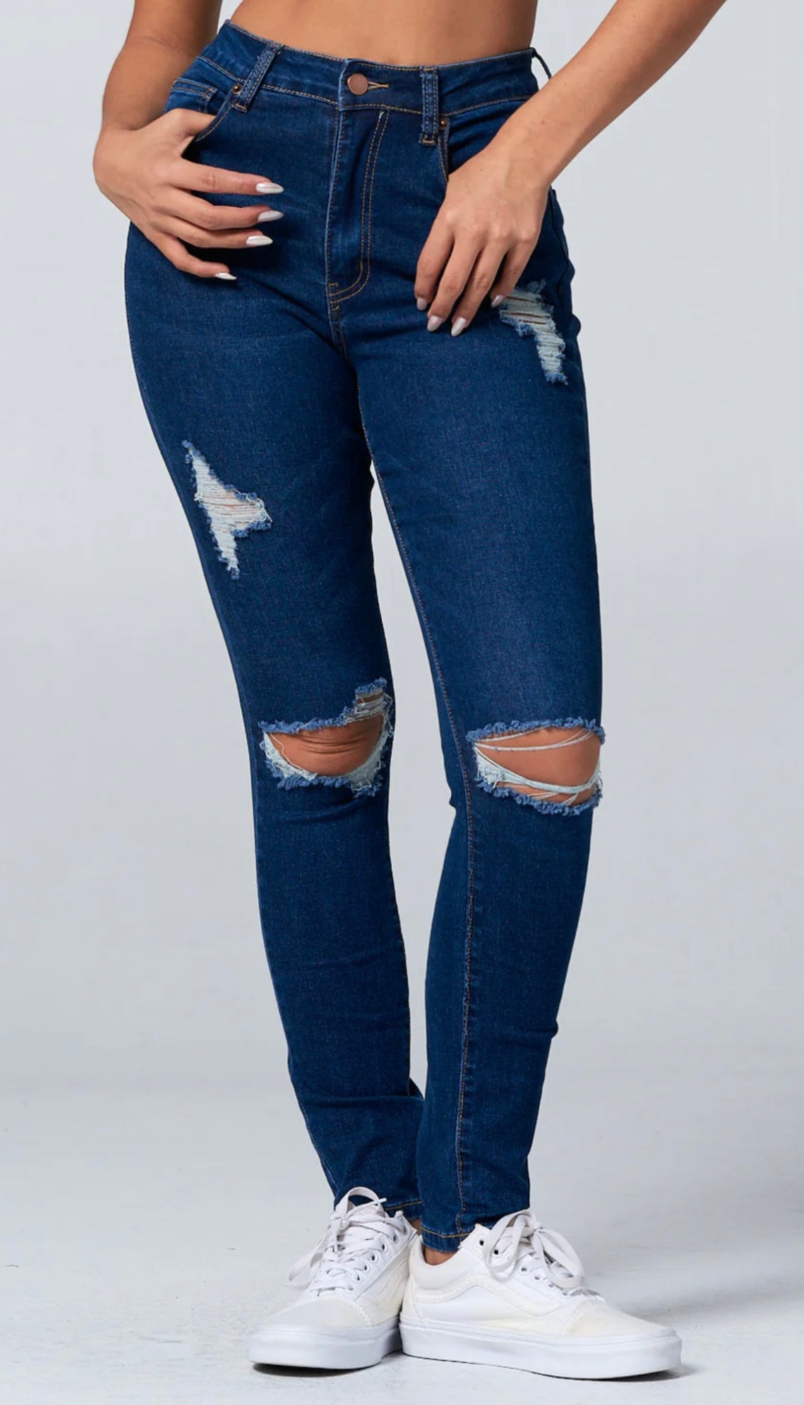 Blue Turtle Distressed Denim Jeans- Medium Blue