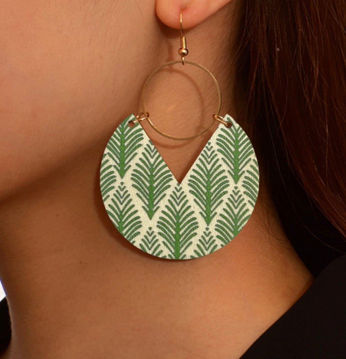 Leaf Print Statement Earrings – Lightweight Boho Drop Earrings for Everyday Style