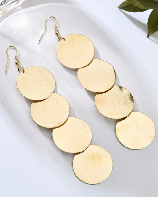 Hanging Round Earring -Gold