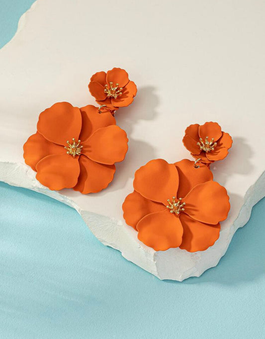 Orange Flower Blossom Earring