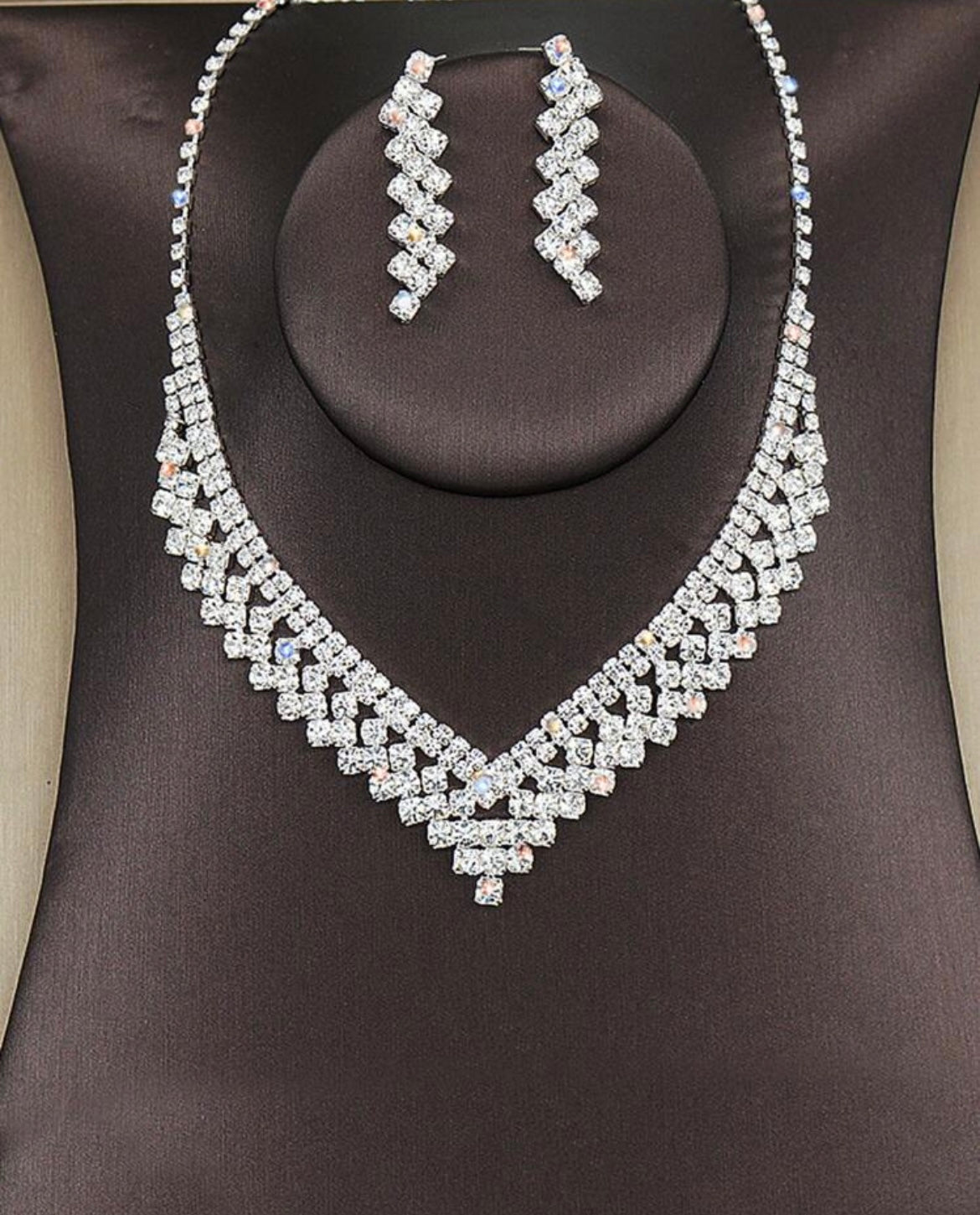 Rhinestone Necklace & Drop Earrings