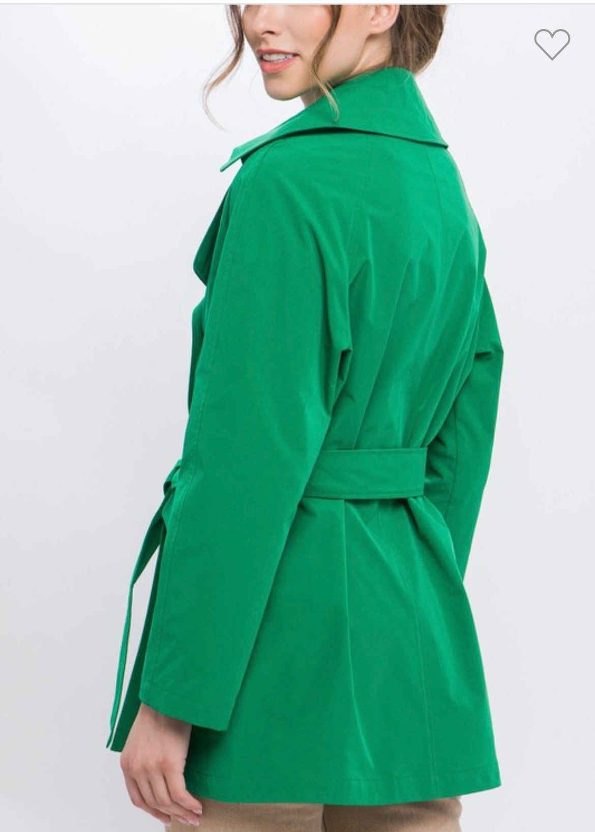 Green Double-Breasted Trench Jacket – Lightweight Outerwear