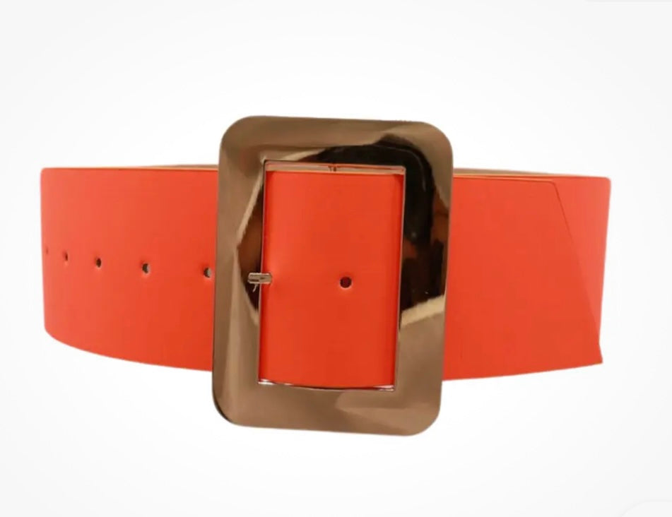 Oversize Buckle Belt - Orange