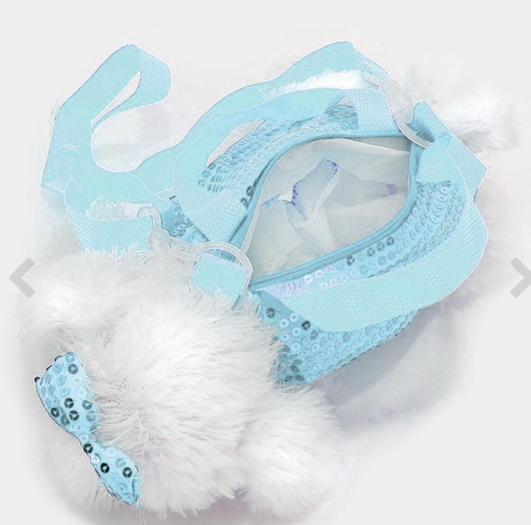 Sparkle Pup Crossbody Purse for Girls – Sequin Plush Dog Bag with Adjustable Strap(various colors)