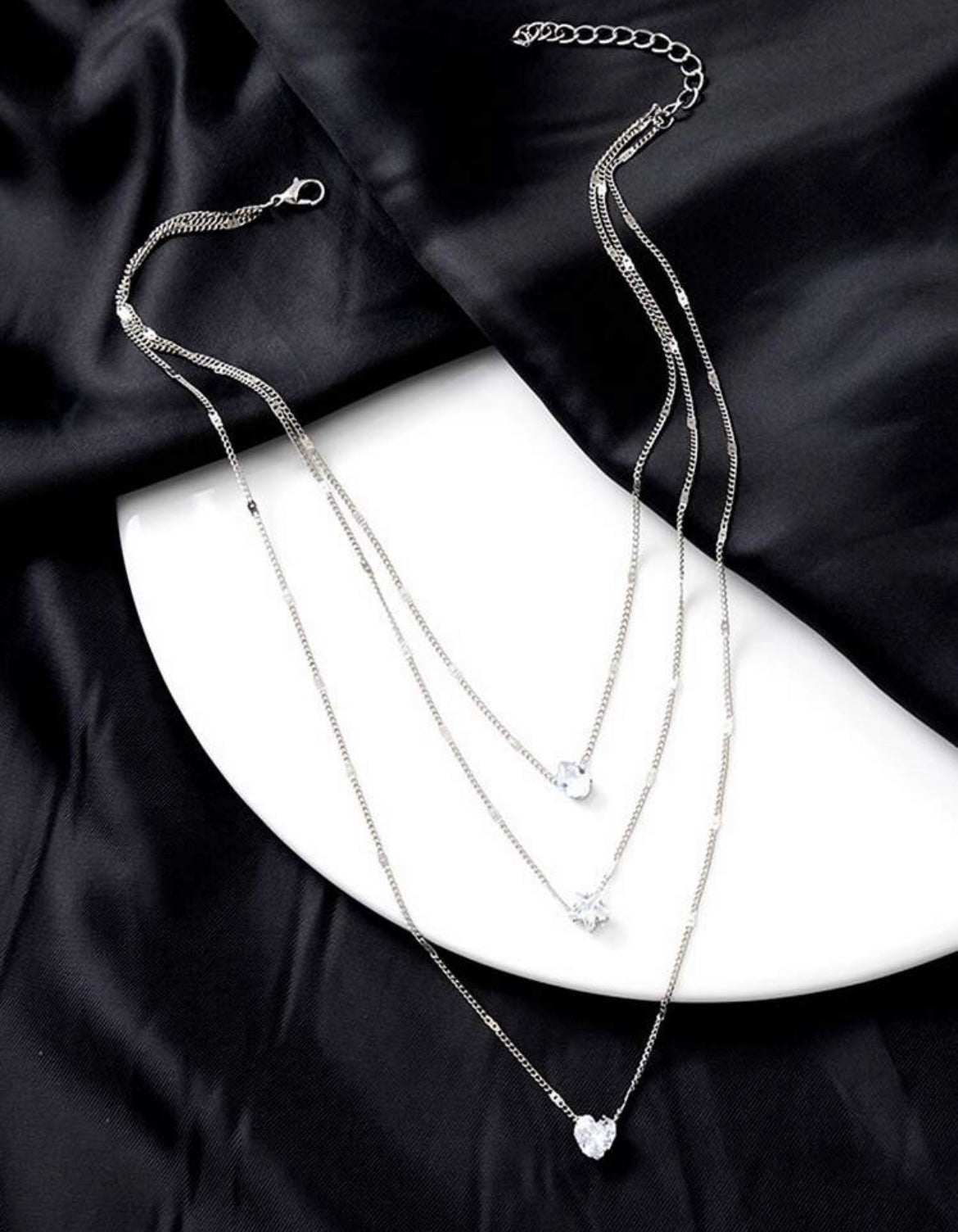 Trifecta Necklace -Silver