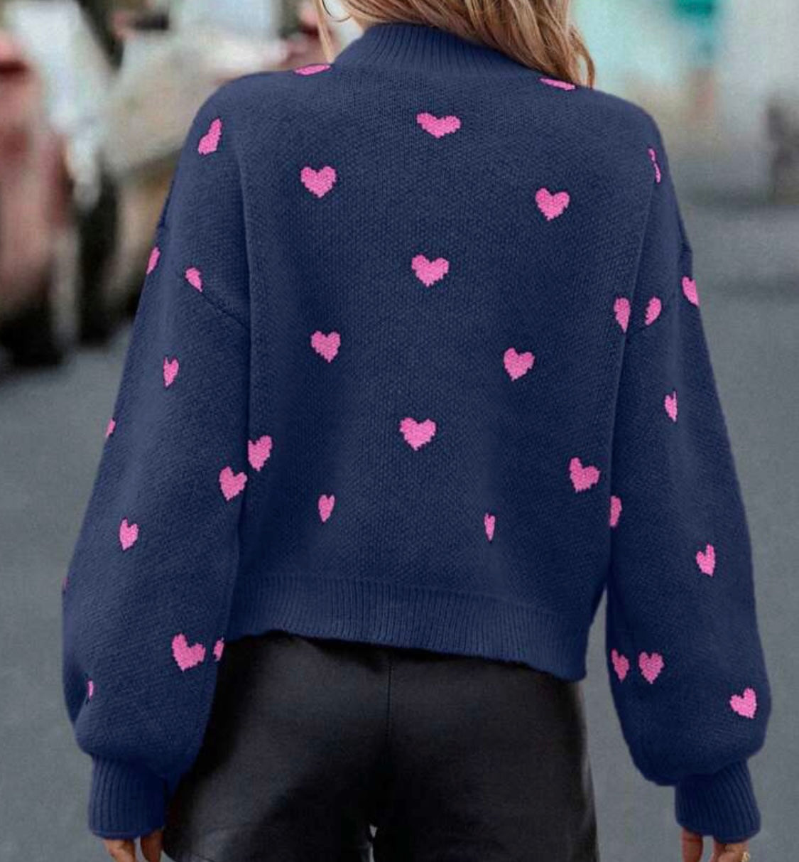 Heart Sweater - Navy Blue