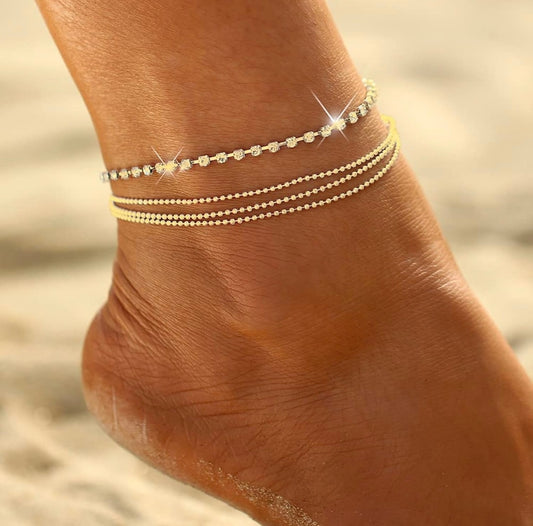 Four Layer Ankle Bracelet - Gold