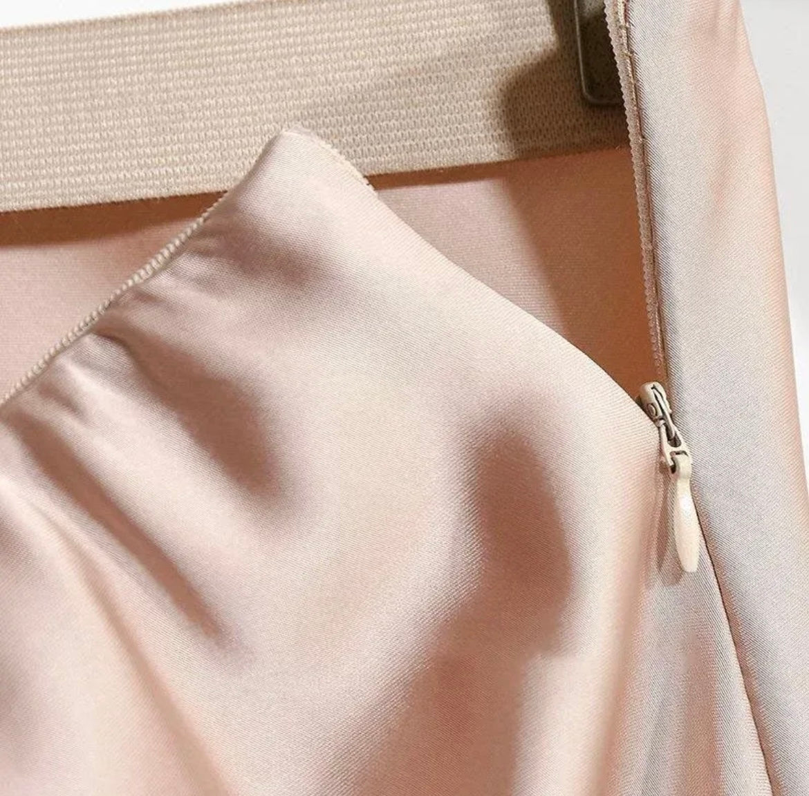 Champagne Satin Maxi Skirt with Flowy A-Line Silhouette – Elegant Everyday Skirt