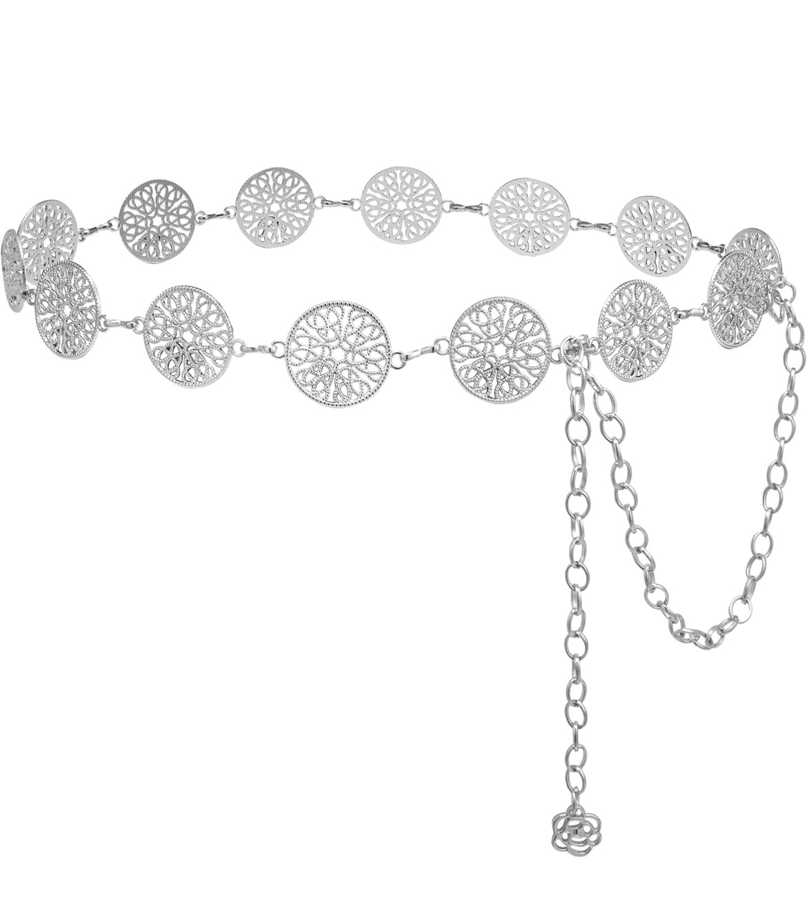 Filagree Medallion Waist Chain - Silver