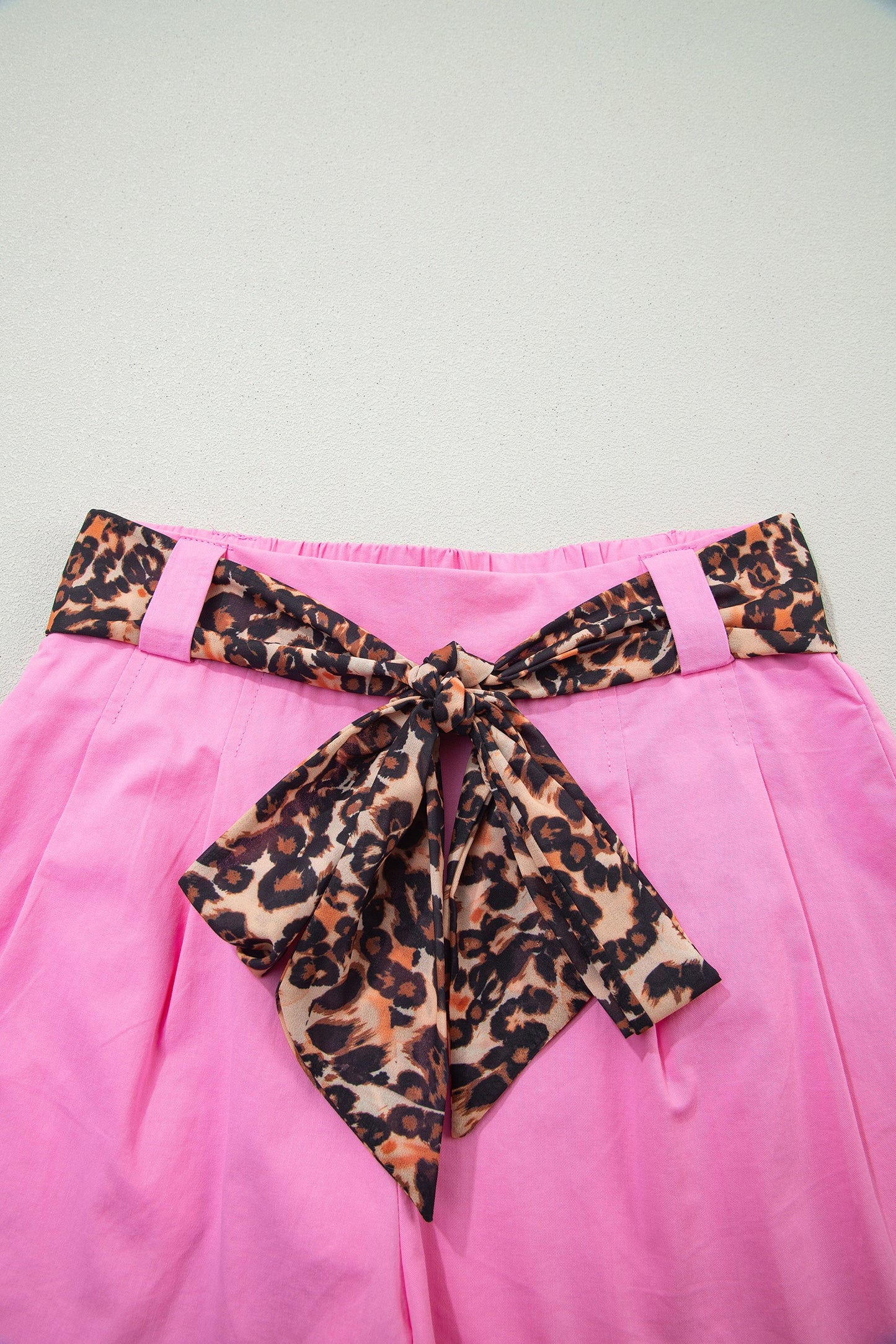 Women’s Hot Pink High Waist Shorts with Leopard Belt | Dressy Tailored Summer Shorts for Women