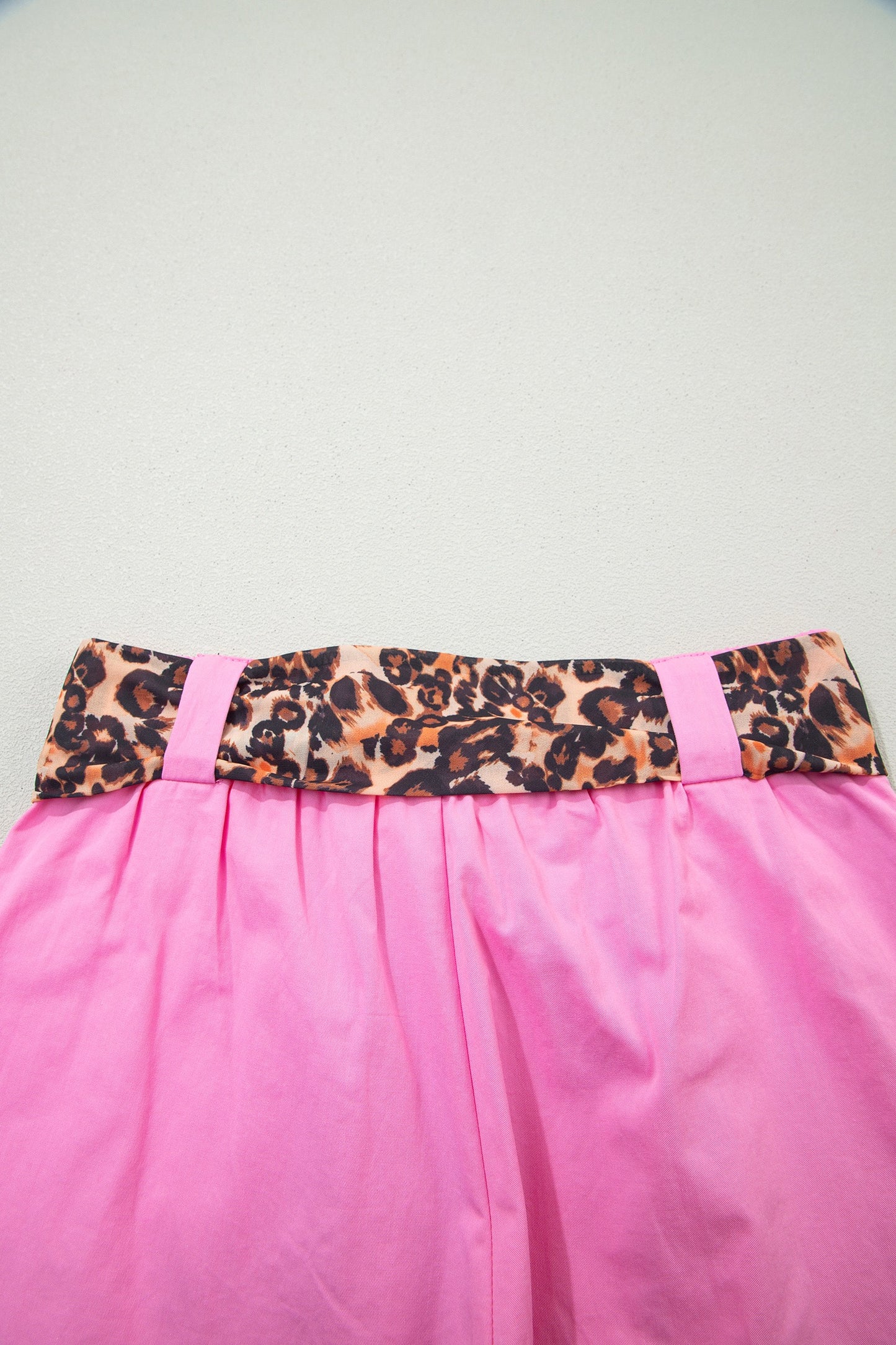 Women’s Hot Pink High Waist Shorts with Leopard Belt | Dressy Tailored Summer Shorts for Women