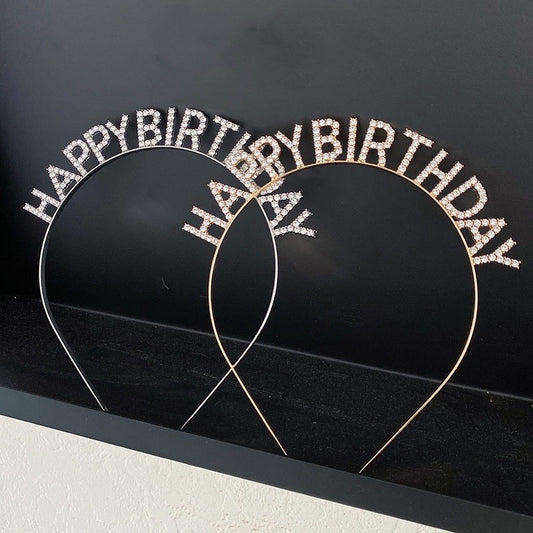 Happy Birthday Headband -Silver