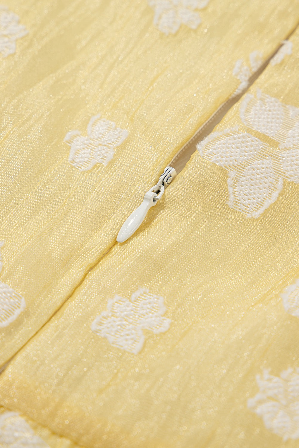 Floral Print Jacquard Dress - Yellow