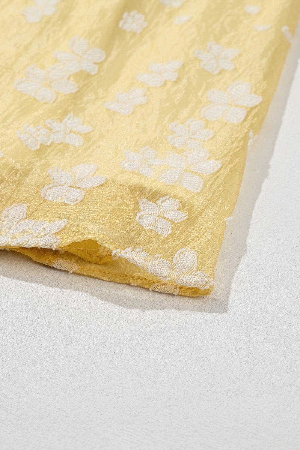 Floral Print Jacquard Dress - Yellow
