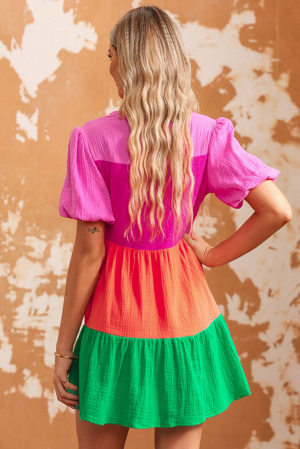 Color Block Dress - Multi-Color
