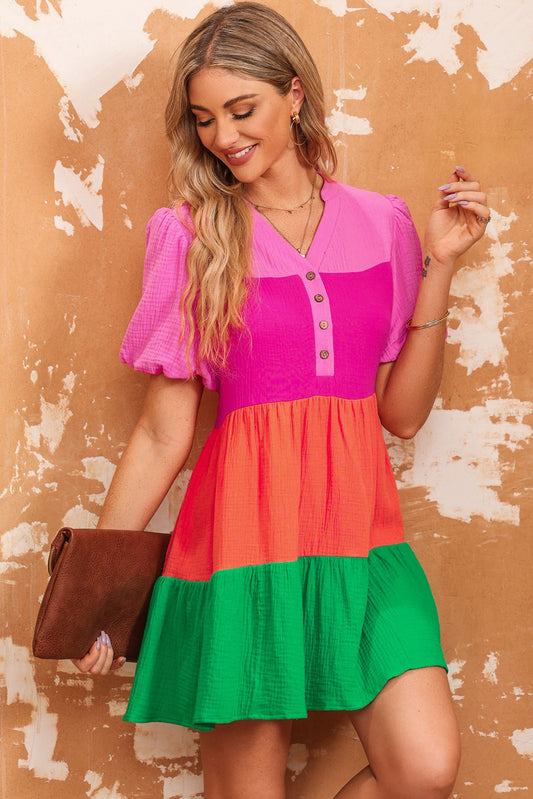 Color Block Dress - Multi-Color