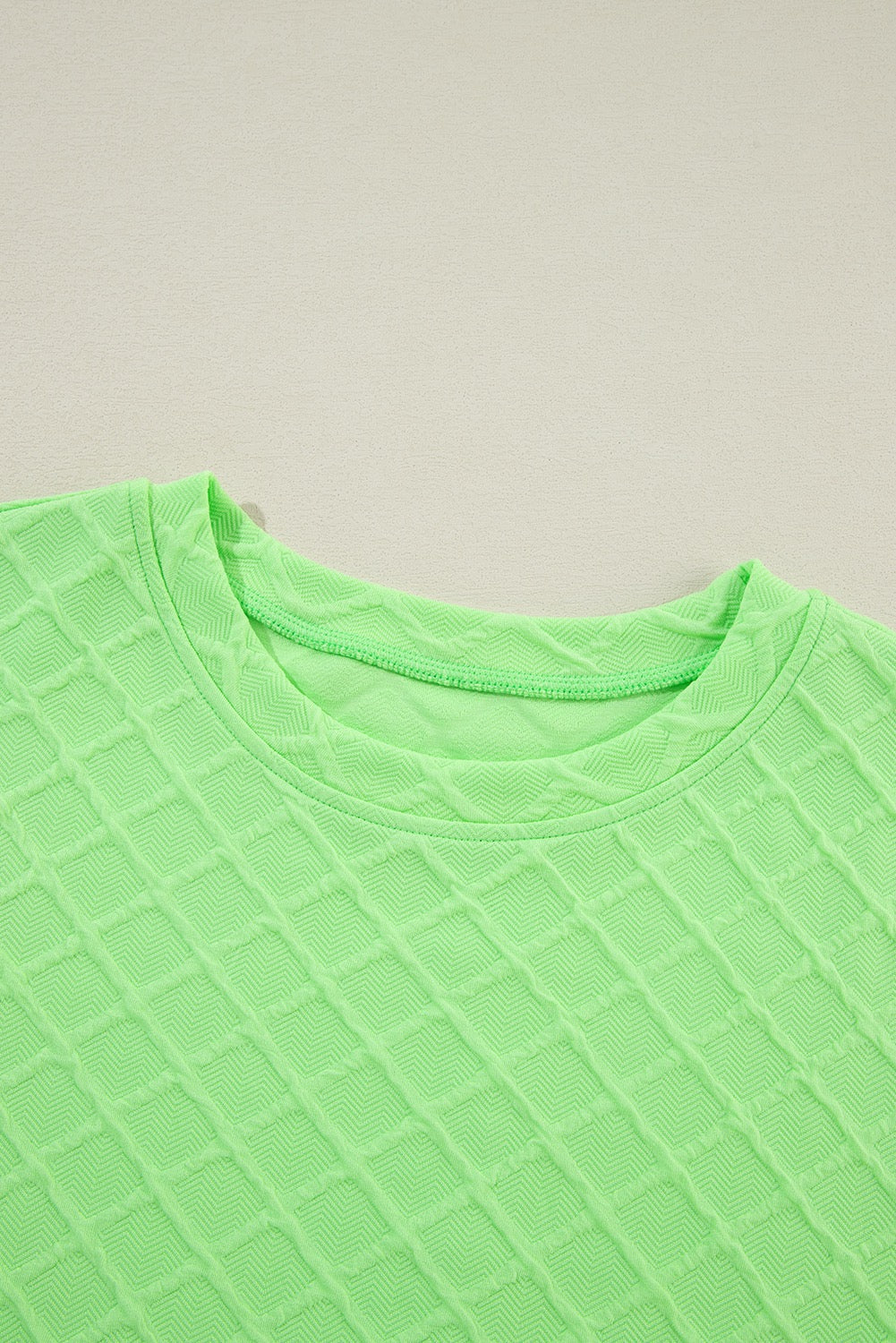 Lime Glow Textured Lounge Set | Casual Two-Piece Shorts Set