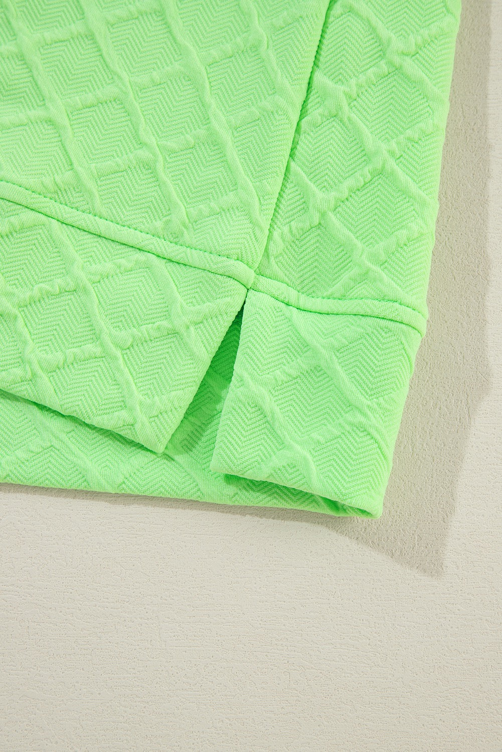 Lime Glow Textured Lounge Set | Casual Two-Piece Shorts Set
